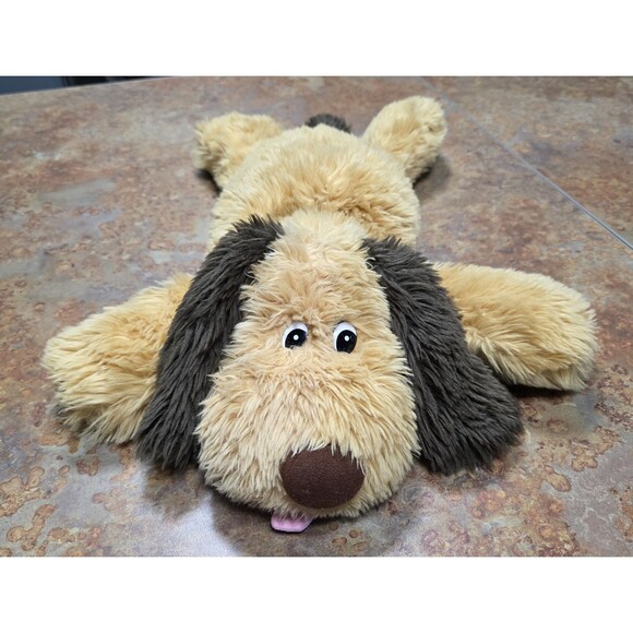 Chosun Shaggy Floppy 20" Puppy Dog Laying Down Pink Tongue Brown Ears Tan Plush